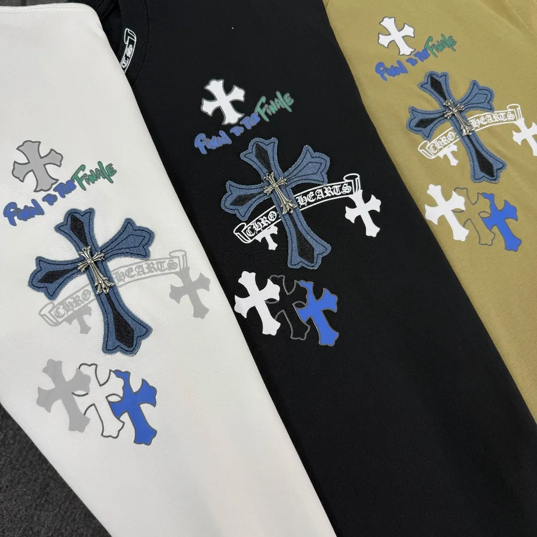 P180 Chrome hearts 25 high version fabrics made of 300 grams of high-density cotton, no deformation, no shrinkage, complete with three labels, same style for men and women, process; printing + denim patch embroidery process + original metal label Color: black white khaki SIZE: S-XL